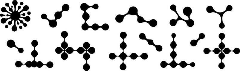 Collection of black metaball shapes featuring organically connected elements.