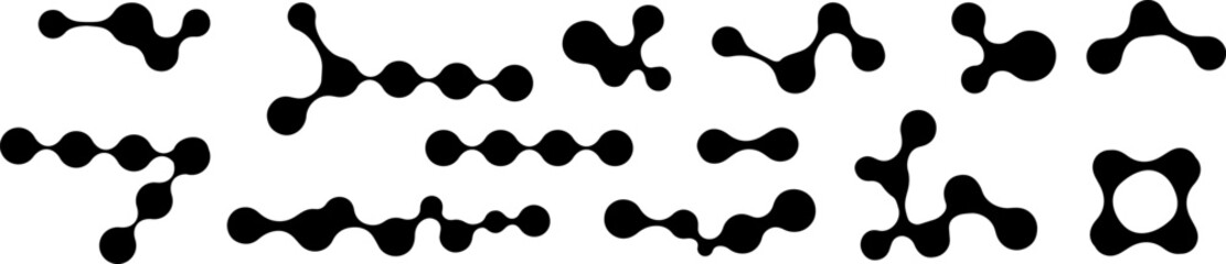 Collection of black metaball shapes featuring organically connected elements.
