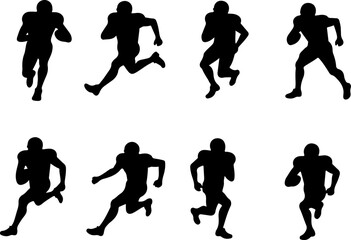  American Football Players Catching Ball Silhouette vector