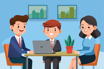 Obraz premium Business job interview concept with candidates and interviewers engaged in conversation at a modern office setting