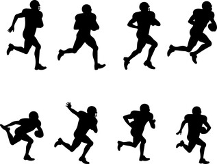  American Football Players Catching Ball Silhouette vector