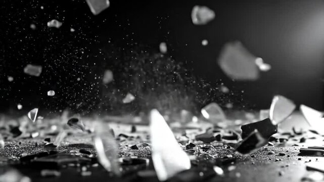 Shattered Realities: High-Speed Impact of Glass Fragments in a Dynamic Composition
