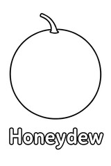 Obraz premium Honeydew Melon Coloring Page Printable Outline for Kids