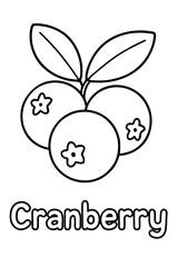 Cranberry Coloring Page Simple Line Art of Fresh Berries