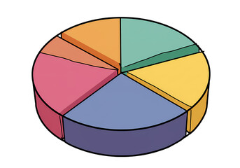Obraz premium Isometric Pie Chart Data Visualization with Six Segments isolated on transparent background