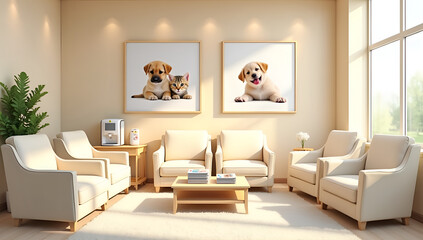 Comfort and Calm in a Pastel-Themed Clinic Waiting Area