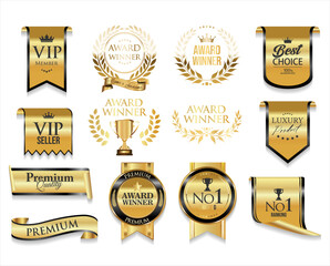Award Winners medal logo collection golden award logo design isolated on white background 