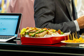 Businessmen taking a lunch break at the office