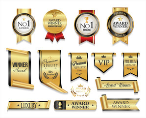Award Winners medal logo collection golden award logo design isolated on white background 