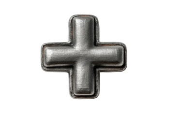 Obraz premium PNG Metallic plus sign symbol on black background