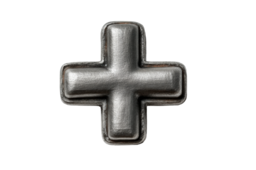 PNG Metallic plus sign symbol on black background