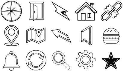Set of Navigation Icon set. Editable stroke. Vector illustration.