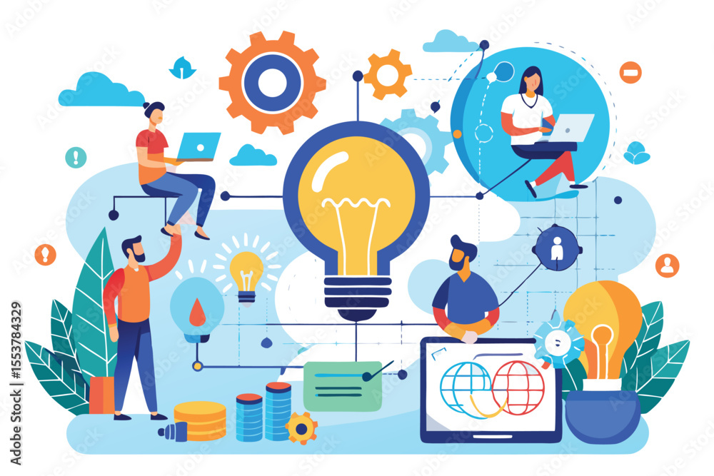 Poster implementation process of innovation integration with technology in a collaborative workspace featur