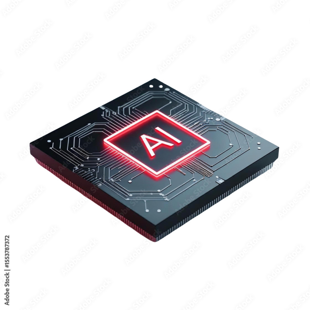 Poster ai artificial intelligence chip processor technology concept for machine learning and neural network