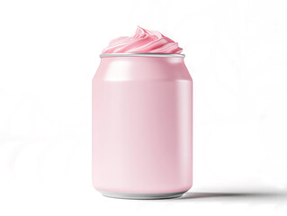 Pink can with pink cream, isolated on a transparent background
