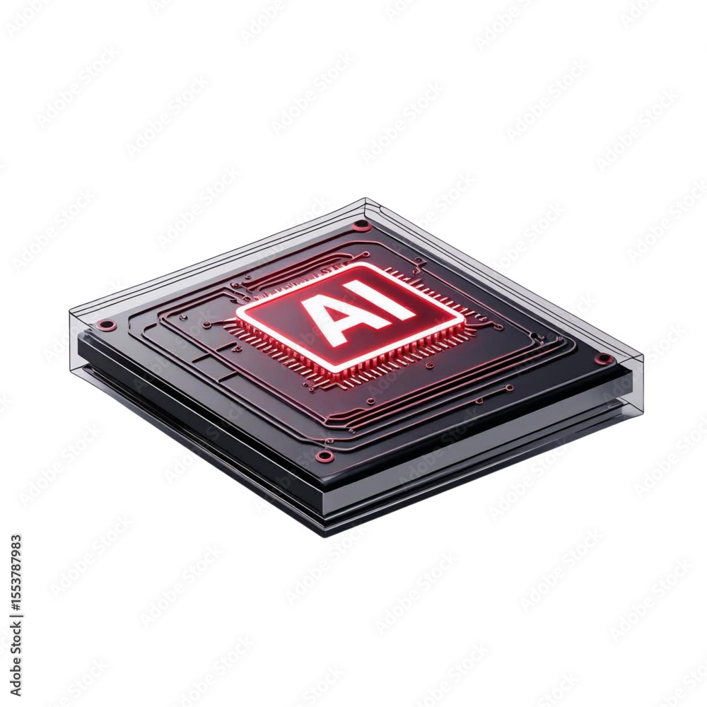 Poster ai artificial intelligence chip processor technology concept for machine learning and neural network