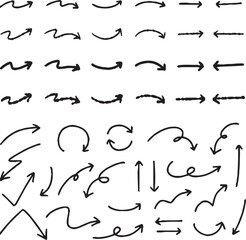 Line art sketch arrow decoration element icon set vector illustration
