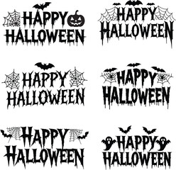 Happy Halloween typography design with bats and spiderwebs. Halloween t shirt design. vector illustration.