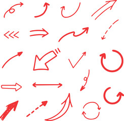 Line art sketch arrow decoration element icon set vector illustration