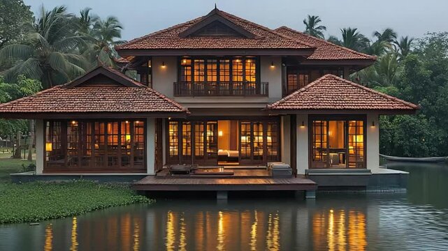 kerala backwater house indian architecture video