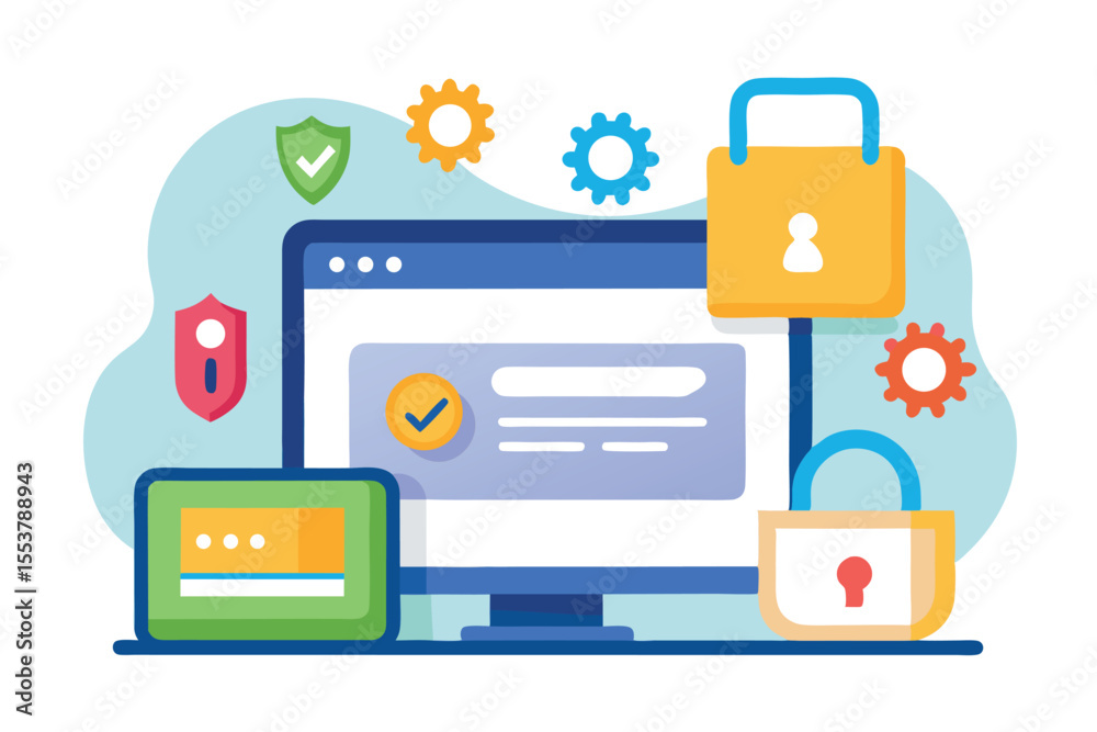 Aufkleber secure web login interface with password protection and enhanced security features illustrated