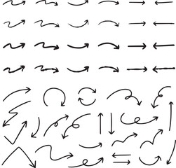 Line art sketch arrow decoration element icon set vector illustration