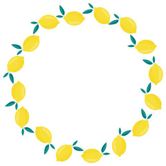 Bright summer frame with juicy lemons on a white background
