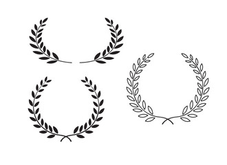 Elegant Laurel Wreath Collection Timeless Symbolism of Achievement and Excellence Decorative Emblems for Awards Recognition and Graphic Design Projects