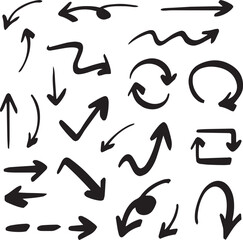 Line art sketch arrow decoration element icon set vector illustration