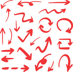 Line art sketch arrow decoration element icon set vector illustration