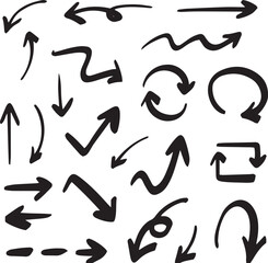 Line art sketch arrow decoration element icon set vector illustration