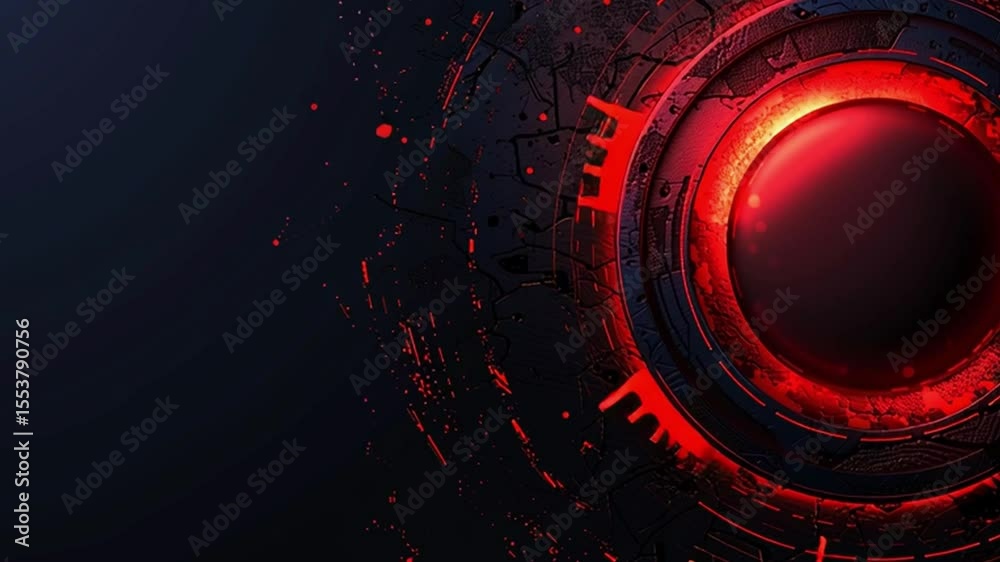 Wall mural striking abstract design glowing red sphere surrounded by intricate patterns, evoking mystery and en