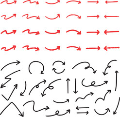 Line art sketch arrow decoration element icon set vector illustration