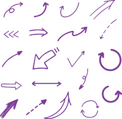 Line art sketch Hand drawn arrow decoration element icon set vector illustration