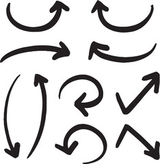 Line art sketch Hand drawn arrow decoration element icon set vector illustration