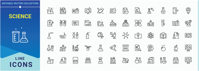 Science modern icon set. Outline icons pack. Biotechnology icon. Included biotech, biotechnology, laboratory, bio, chemistry, scientific and more.