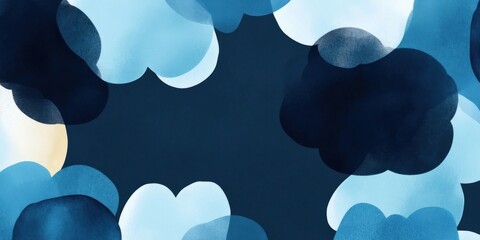 Abstract blue watercolor cloud border background
