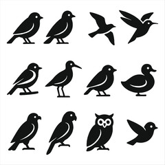 Birds Black icons set