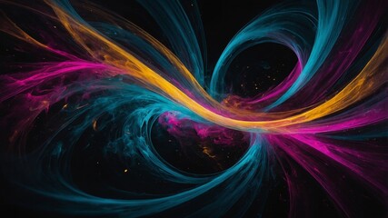 Vibrant Abstract Art Showcasing Colorful Swirls and Flowing Patterns Against a Dark Background Captured in a Dynamic Composition