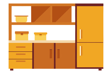 Stylish Kitchen Cabinet Vector with Top and Bottom Storage