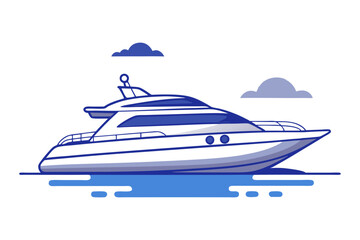 Luxury Yacht Vector Illustration on Water with Modern Blob Design