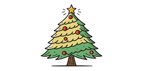 Obraz premium Vintage Christmas Tree Vector Engraving Sketch Illustration