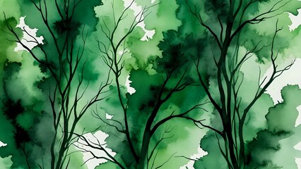 Deep forest green and misty silver watercolor with natural ink veins give an earthy, grounded atmosphere