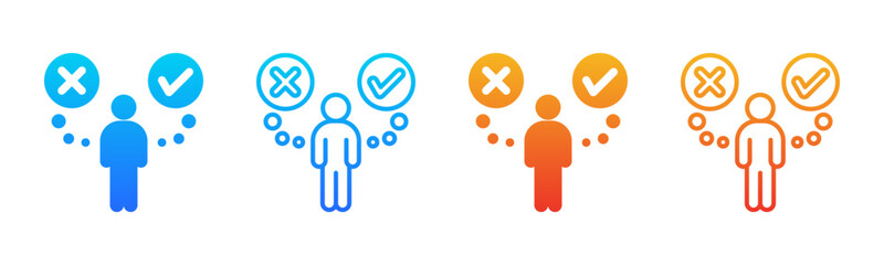 Fototapeta premium Decision Making icon sheet multiple style collection
