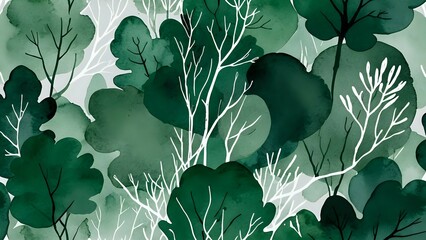Deep forest green and misty silver watercolor with natural ink veins give an earthy, grounded atmosphere