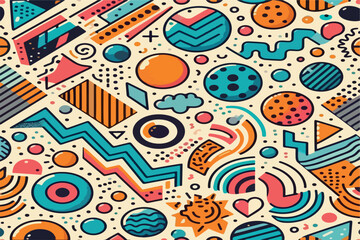 Naklejka premium Seamless Memphis Geometric Pattern vector .