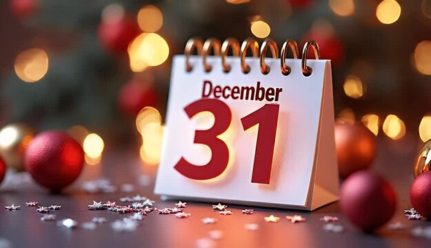 Three-Dimensional Calendar Segment Highlighting December 31st for New Year's Eve 