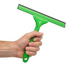 hand holding a green scraper windows on Isolated transparent background png. generated with AI