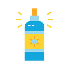 Sunscreen bottle with sun icon and soft glow Vector illustration