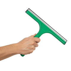 hand holding a green scraper windows on Isolated transparent background png. generated with AI